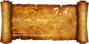 Törő Alex névjegykártya